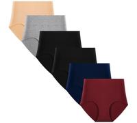 Lohhbve Femmes Coton Plus Taille Slip Pack Taille Haute Slip Couleur Unie Slip Souple sous - vêtements Respirants Absorbent l'humidité et la Transpiration Lot de 6
