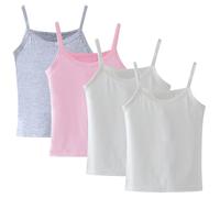 Lohhbve Pack de 4 Chemises Classiques Unies pour Enfants de 2 à 10 Ans, Sous-Chemise en Coton Dos Nageur pour Filles, 8-10 ans