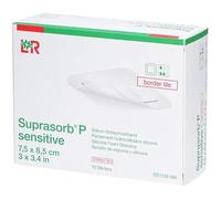 Lohmann & Rauscher Suprasorb P Sensitive Border Lite Lot de 10 pansements en mousse de silicone stériles scellés individuellement, 7,5 x 8,5 cm