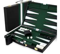 Lohofrnny Backgammon Set, 15" Jeu de Backgammon Classique pour 2 Joueurs (15 Pouces, Vert)