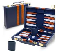 Lohofrnny Backgammon Set, 15" Jeu de Backgammon Classique pour 2 Joueurs, Ensemble de Jeu de Stratégie Portable pour Adulte et Enfants (15 Pouces, Bleu Marine)
