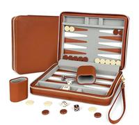 Lohofrnny Mini-Backgammon de Voyage Magnétique, Jeu de Backgammon Classique pour 2 Joueurs, Ensemble de Jeu de Stratégie Portable pour Adulte et Enfants (Marrone)
