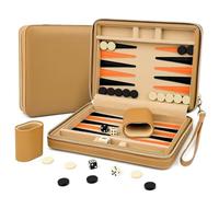 Lohofrnny Mini-Backgammon de Voyage Magnétique, Jeu de Backgammon Classique pour 2 Joueurs, Ensemble de Jeu de Stratégie Portable pour Adulte et Enfants (Beige)