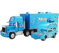LOHOM Camion et Voiture de Course Enfant, Cars Jouet 2 Pièces Set Véhicules, Figurine, Transporteur, Modèle de Voiture, Cadeaux Parfaits pour Enfant Anniversaire/Récompense