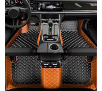 LohxA Tapis de Sol de Voiture Antidérapants Personnalisés pour Renault ARKANA 2019-2023,Coussinets de Pied pour Conduite à Gauche,3 Pièces/Ensemble/rangée Avant et Arrière,Cuir PU,Orange-Black
