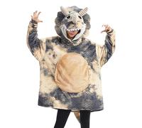 Loiahoer Costume de tricératops unisexe à capuche, en microfibre et sherpa, tie-dye dinosaure, couverture portable, costume de carnaval, d'Halloween, taille unique pour tous