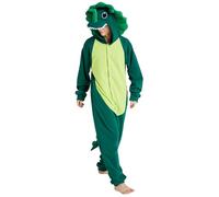 Loiahoer Unisexe Triceratops Onesie Costume Déguisement Dinosaure Combinaison Pyjama,Animaux Carnaval Cosplay Costume de Halloween pour Femmes Hommes,Vert,XL