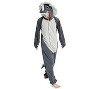 Loiahoer Unisexe Triceratops Onesie Costume Déguisement Dinosaure Combinaison Pyjama,Animaux Carnaval Cosplay Costume de Halloween pour Femmes Hommes,Gris,L