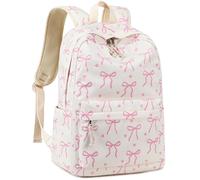 LOIDOU Sac à dos d'écolier pour filles et garçons adolescents Sac à dos léger pour femme pour l'école Imperméable Sac à dos Bookbag Colleg Travail, Cravate rose et blanche, L