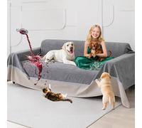 Loiion 100% Protège Canapé Imperméable, Protege Canape Chien, Housse de Canapé Anti Pipi, Housse de Canape Anti Dérapante, Anti-Griffes Protège pour Chiens Chats Animaux, Gris, 300x230cm
