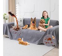 Loiion Housse Imperméable Canapé, Protection Chien Canapé, Protege Canape 3 Places, Housse de Canape Anti Dérapante, Anti-Griffes Protège pour Chiens Chats Animaux, Gris, 340x180cm
