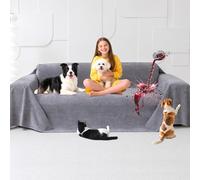 Loiion Housse Protection Grand Canapé, Protege Canapé Imperméable 3 Place, Protege Canape Chien, Housse de Canapé Anti Pipi, Housse de Canapé Anti Poil de Chien, Gris, 380x180cm