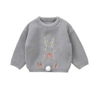 LOIJMK Bébé Fille Saint-Valentin Tenue Amour Cœur Doux Sweat à manches longues T-shirt à col rond Tops cas Vêtements d'hiver Cardigan fin Fille, gris, 18-24 mois