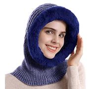 LOIJMK Bonnet d'hiver en tricot chaud pour femme - Bonnet en laine - Écharpe - Pull intégré - Bonnet mignon pour l'extérieur - Protection auditive - Bonnet tricoté avec cache-oreilles pour femme,