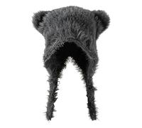 LOIJMK Bonnet d'hiver pour femme avec oreilles d'ours mignon, fourrure de lapin artificielle, coupe-vent et chaud, convient pour et hiver B 58, gris, taille unique