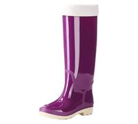 LOIJMK Bottes de pluie hautes en caoutchouc pour femme - Doublées - Imperméables - Bottes de travail Wellington - Bottes de pluie - Bottes d'hiver - Bottes en caoutchouc - Bottes à enfiler - Bottes de