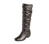LOIJMK Bottes d'équitation en cuir pour femme - Style vintage - Bottes western pour femme - Bottines basses antidérapantes - Bottes d'hiver - Bottes de travail - Taille 35 à 43, Noir , 36 EU