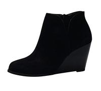 LOIJMK Bottines rondes tendance pour femme - Fermeture éclair - Bout compensé - Chaussures courtes - Couleur daim - Bottes solides pour femme - Bottines à talon compensé pour femme, Noir , 43 EU