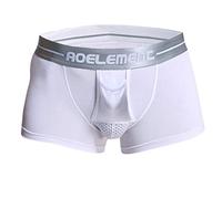 LOIJMK Boxer pour homme stretch avec trou de pénis, sous-vêtement de sport, fitness, skinny pour homme, taille élastique, respirant, short de sport, short de sport, short streetwear, Blanc., L