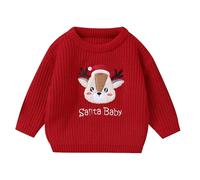 LOIJMK Boys and Girls Baby Fall and Winter New Christmas Mignon Stanta Baby Towel Embroidery Knitted Sweater Cardigan Fille 152 Bleu, rouge, 2-3 ans
