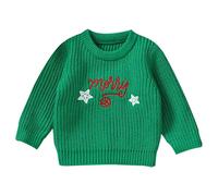 LOIJMK Boys and Girls Fall and Winter Christmas Merry Christmas Letter Sweater Bandeau Garçon, Gn2, 18-24 mois