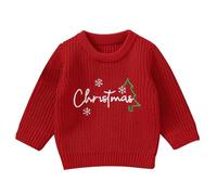 LOIJMK Boys and Girls Fall and Winter Christmas Merry Christmas Letter Sweater Bandeau Garçon, rouge, 18-24 mois
