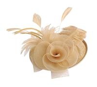 LOIJMK Chapeau de mariage et bibi en maille avec plumes Chapeau Bandeaux Chapeau Femmes Casquettes de baseball Course Casquettes Hommes, café, taille unique