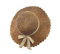 LOIJMK Chapeau de plage pour femme Version d'été Chapeau de protection solaire polyvalent Superbe voile le long de la mer Chapeau d'herbe Chapeau de soleil Chapeau de soleil Fou, café, M