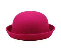 LOIJMK Chapeau élégant solide pour adulte avec bord enroulable, melon panama, chapeau de pêcheur, chapeau de pêcheur classique en laine, melon rond 60 X, Rose, taille unique