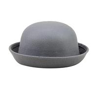 LOIJMK Chapeau élégant solide pour adulte avec bord enroulable, melon panama, chapeau de pêcheur, chapeau de pêcheur classique en laine, melon rond 60 X, gris, taille unique