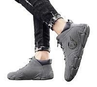 LOIJMK Chaussures de course à pied unies pour homme - Bout rond - Lacets - Noir - Antidérapantes - Chaussures de sport en plein air - Style décontracté - Légères et antidérapantes - Touriste, gris,