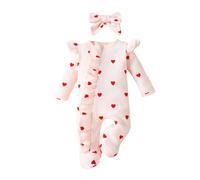LOIJMK Combinaison à manches longues pour filles à motif floral + bandeaux imprimé grenouillère bébé fille grenouillère et combinaison florale à manches pour enfants combinaison + bandeaux longs pour