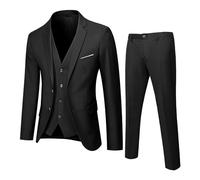 LOIJMK Costume 3 pièces pour homme, costume étroit pour mariage d'affaires, fête, veste, gilet et pantalon pantalon pour homme d'affaires, Z0a-schwarz, XXL