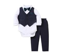 LOIJMK Costume gentleman pour nourrisson nouveau-né - Nœud papillon - Grenouillère - Couleur patchwork - Manches longues - Pantalons - Tenues, bleu, 3-6 mois