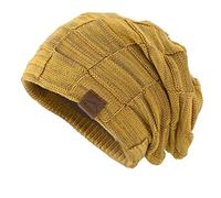 LOIJMK Femmes Hiver Mélangé Couleur Tricotée Bonnet Chaud Pull Chaud Chapeau Casquette avec Protection des Oreilles, jaune, taille unique