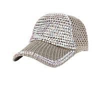 LOIJMK Femmes Hommes Strass Cristal Réglable Queue de Cheval Mesh Casquette de Baseball Brillant Décontractée Casquette de Sport Respirant Chapeau de Soleil Casquettes Sèche-linge, kaki, taille unique