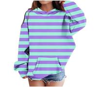 LOIJMK Girls' Middle et Large Children's Fall and Winter Striped Casual Sweatshirt New Pullover, bleu ciel, 4-5 ans