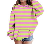 LOIJMK Girls' Middle et Large Children's Fall and Winter Striped Casual Sweatshirt New Pullover, jaune, 3-4 ans