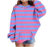 LOIJMK Girls' Middle et Large Children's Fall and Winter Striped Casual Sweatshirt New Pullover, lilas, 4-5 ans