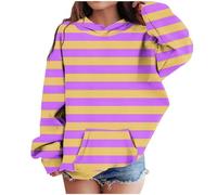 LOIJMK Girls' Middle et Large Children's Fall and Winter Striped Casual Sweatshirt New Pullover, Rose, 4-5 ans