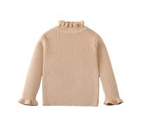 LOIJMK Hauts Filles Printemps Hiver Filles Confortable Décontracté Bas Pull Cardigans pour Femme, beige, 7-8 ans