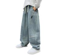 LOIJMK Jean ample pour le printemps, styles pour le printemps, taille moyenne et grande, pantalon droit rétro personnalisé pour et filles, cool, ample, long, décontracté jeans leggins pour homme