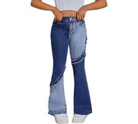 LOIJMK Jeans à jambes larges pour filles printemps été et automne nouveaux modèles pour enfants moyens et grands pantalons droits rétro jambes larges pantalons décontractés pantalons de yoga colorés