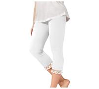 LOIJMK Leggings pour filles avec bordure en dentelle, taille haute, stretch, taille haute, court, mignon, léger, collants de danse, 2-13 pantalons boueux, Blanc., 2-3 ans