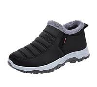 LOIJMK Mode Hiver Hommes Bottes de Neige Fond Plat Antidérapant Imperméable Couleur Unie Chaud et Confortable Hommes Chaussures 13, Noir , 40 EU