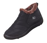 LOIJMK Mode Hiver Hommes Bottes de Neige Semelles Épaises Semelles Souple Antidérapantes Couleur Unie Imperméable Dessus À enfiler Pour Confort Chaud et Loisirs Chaussures d'affaires Noir Hommes 48,