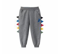 LOIJMK Pantalon de jogging unisexe dinosaure pour fille - Couleur unie - Pantalon garçon 98, gris, 3-4 ans