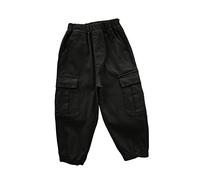 LOIJMK Pantalon long pour bébé fille - Solide - Printemps - Street - Vêtements - Legging pour adolescente, Noir , 8-9 ans