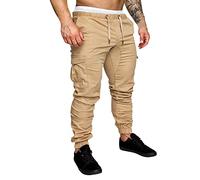 LOIJMK Pantalon tactique en coton pour homme, pantalon cargo, pantalon d'extérieur pour homme, couleur unie, coupe ajustée, extensible, taille élastique et nombreuses poches, pantalon de loisirs,