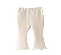 LOIJMK Pantalons côtelés solides côtelés pour tout-petit et nouveau-né - Pantalons à volants - Tenues - Vêtements - Legging serré, beige, 3-4 ans